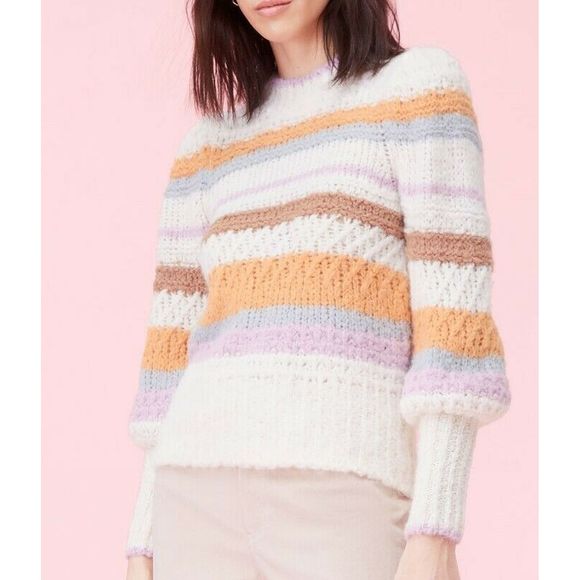 Rebecca Taylor Sweaters - Rebecca Taylor Sweater S Fluffy Stripe Crew Alpaca